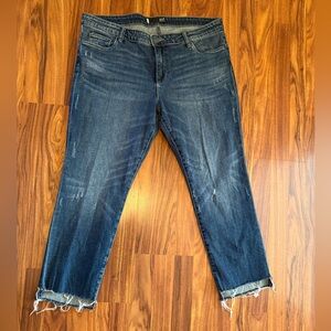 Kut from the Kloth Distressed Ankle Jeans - Dark Blue- Size 16P